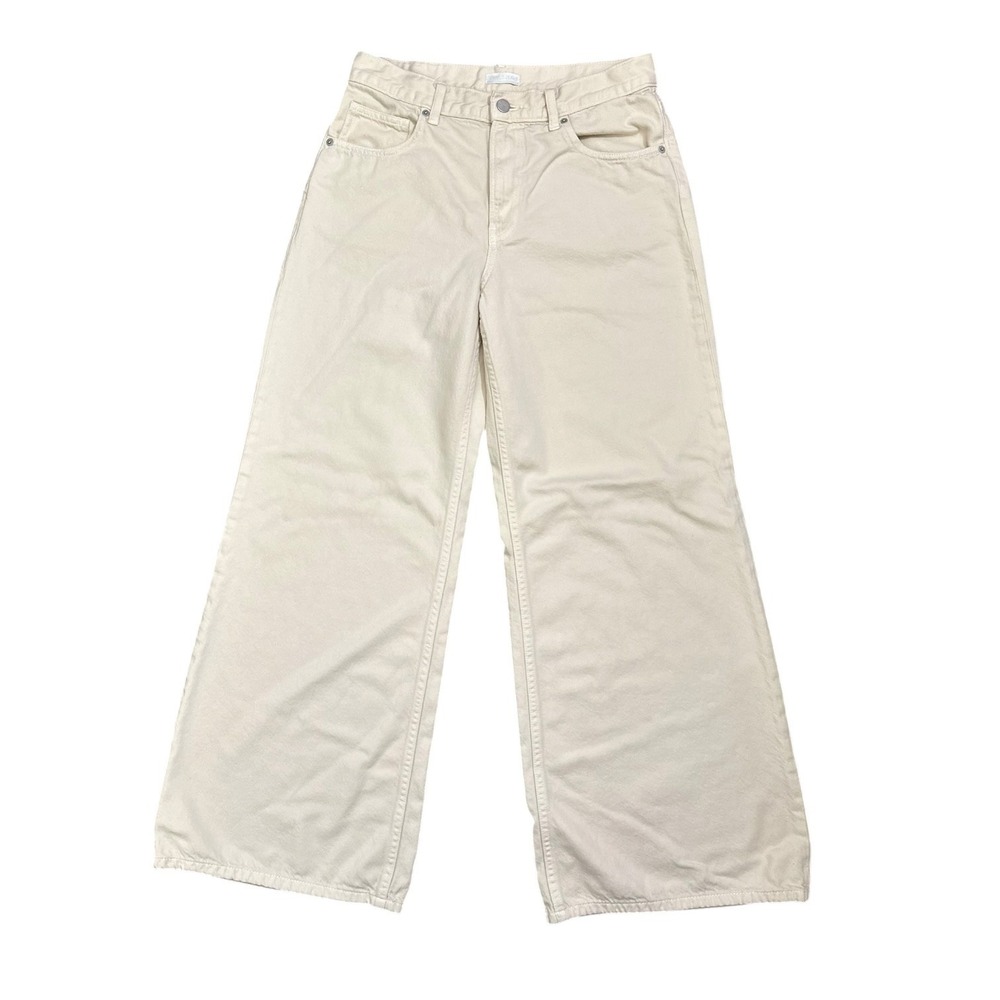 Uniqlo Wide Leg Flare Jeans in Cream